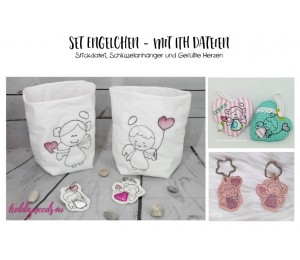 Stickserie Set "Engelchen" mit ITH - Anhänger & Herz